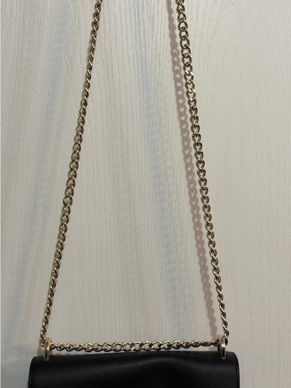 Kate Spade Black Leather Crossbody Bag with Gold Chain Strap